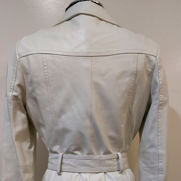 💋SHOWSTOPPER💋 ICONIC M by Madonna 100% Lambskin Leather Trench Coat in ivory - Picture 7 of 16